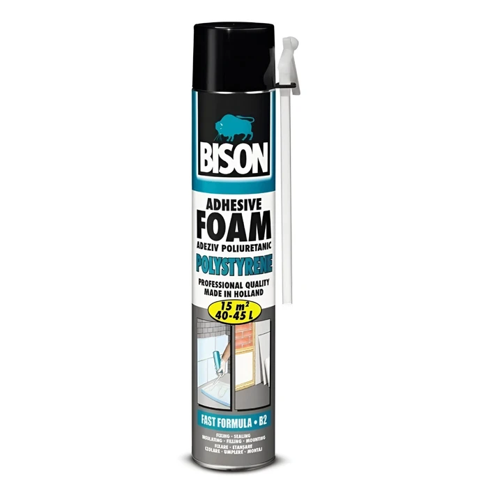 Spumă poliuretanică pentru polistiren, aplicare manuală, Bison Adhesive Foam, 750 ml