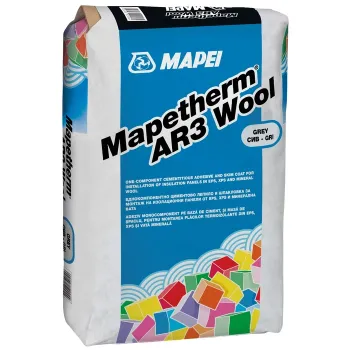 Adeziv polistiren și vată minerală, Mapei Mapetherm AR3 Wool, exterior, gri, 25 kg