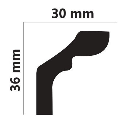 Baghetă decorativă Profiline, polistiren extrudat F 40, albă, 200x3.6x3 cm