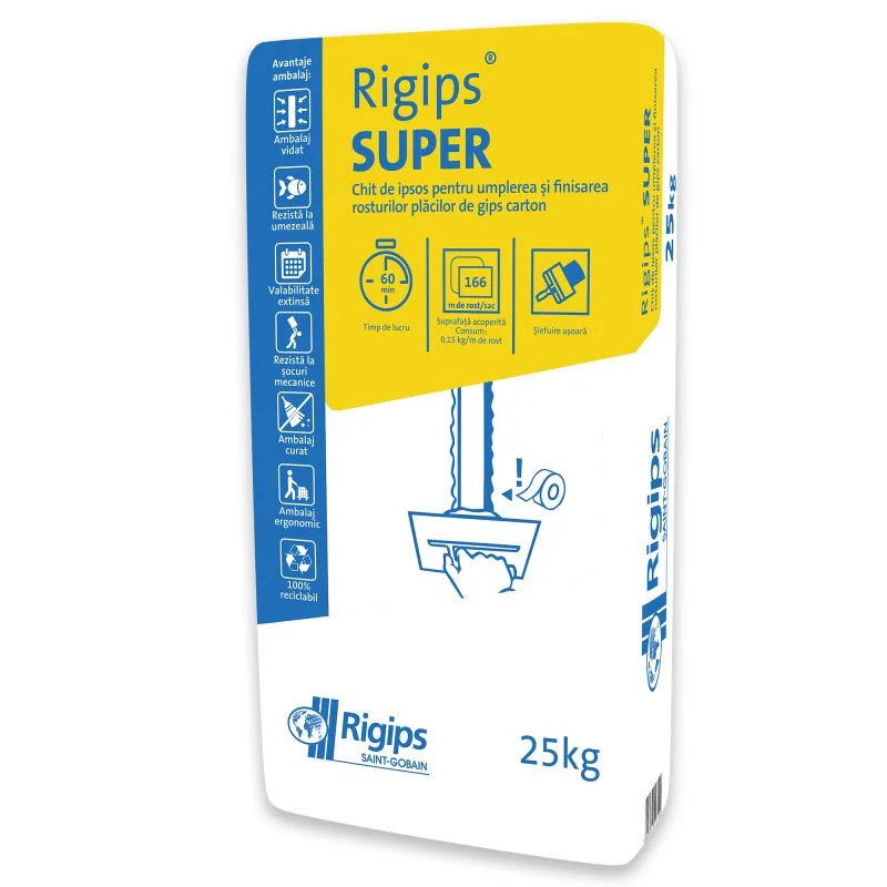 Chit pe bază de ipsos pentru rosturi, RIGIPS SUPER, 25 kg