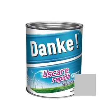 Vopsea alchidică pentru lemn / metal, email lucios, Danke! Uscare Rapidă, interior / exterior, gri luminos, 0.75L