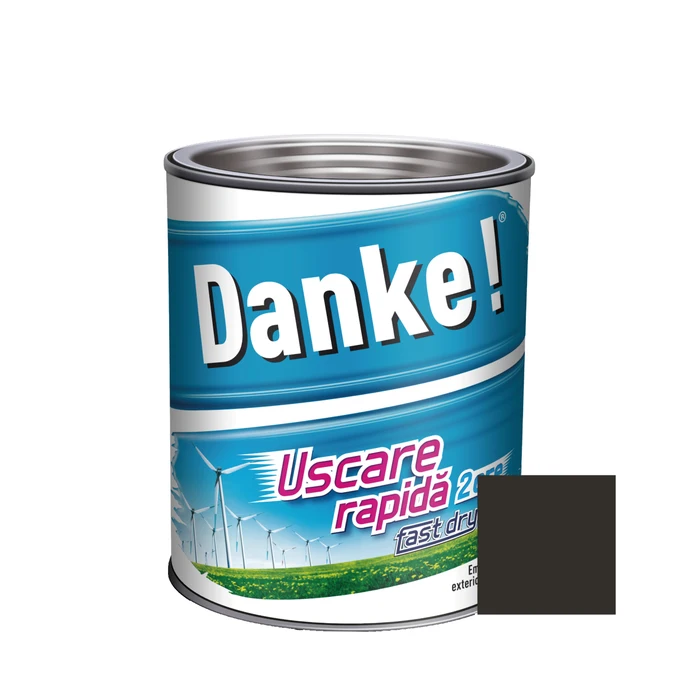 Vopsea alchidică pentru lemn / metal, email lucios, Danke! Uscare Rapidă, interior / exterior, negru, 0.75L