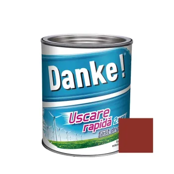 Vopsea alchidică pentru lemn / metal, email lucios, Danke! Uscare Rapidă, interior / exterior, roșu închis, 0.75L