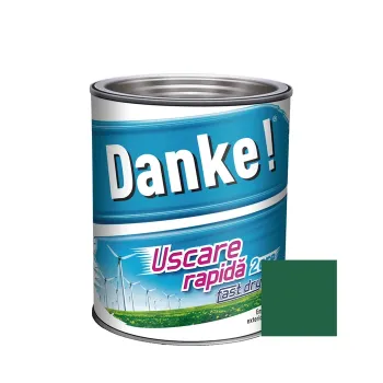 Vopsea alchidică pentru lemn / metal, email lucios, Danke! Uscare Rapidă, interior / exterior, verde închis, 0.75L