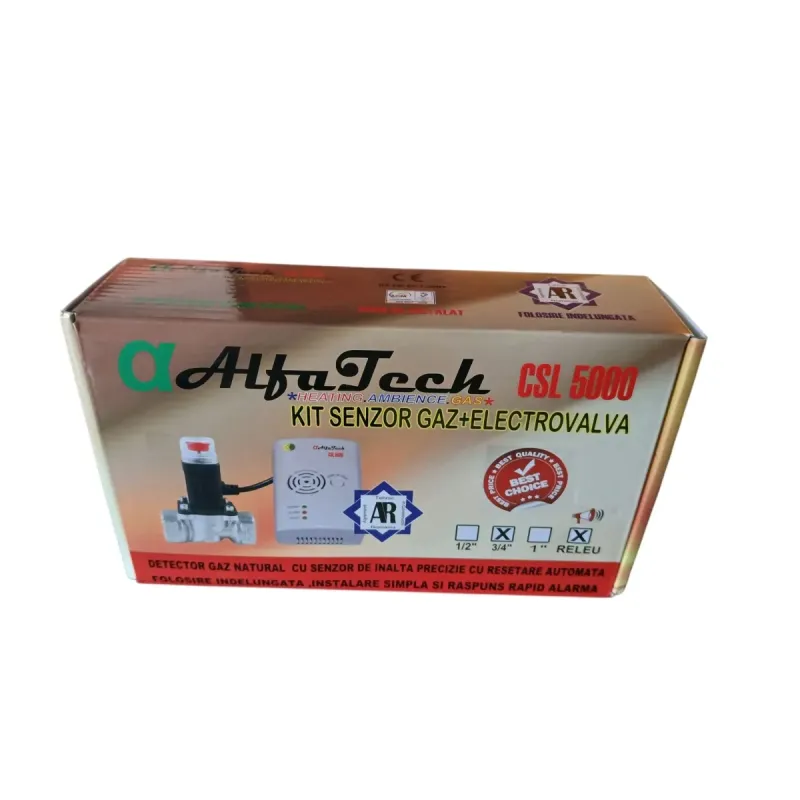 Detector gaz cu electrovalvă, 3/4'', AlfaTech 