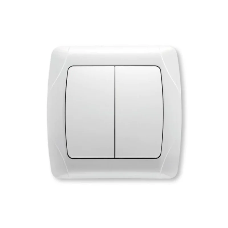 Întrerupător dublu, alb 10A, încastrat, Carmen Viko
