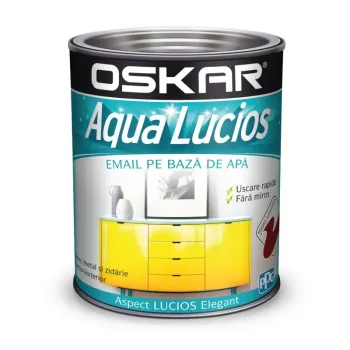 Vopsea email pentru lemn/ metal, Oskar Aqua Lucios, pe bază de apă, interior/ exterior, maro sangria, 0.6 L