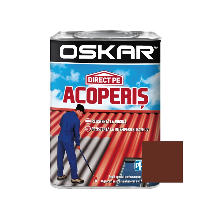Vopsea alchidică Oskar Direct pe acoperiș, exterior, maro roșcat, 0.75 L
