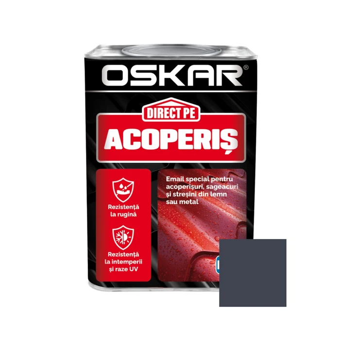 Vopsea alchidică Oskar Direct pe acoperiș, exterior, gri RAL 7024, 0.75 L