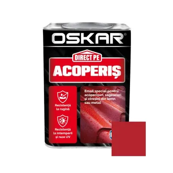Vopsea alchidică Oskar Direct pe acoperiș, exterior, roșu închis, 0.75 L