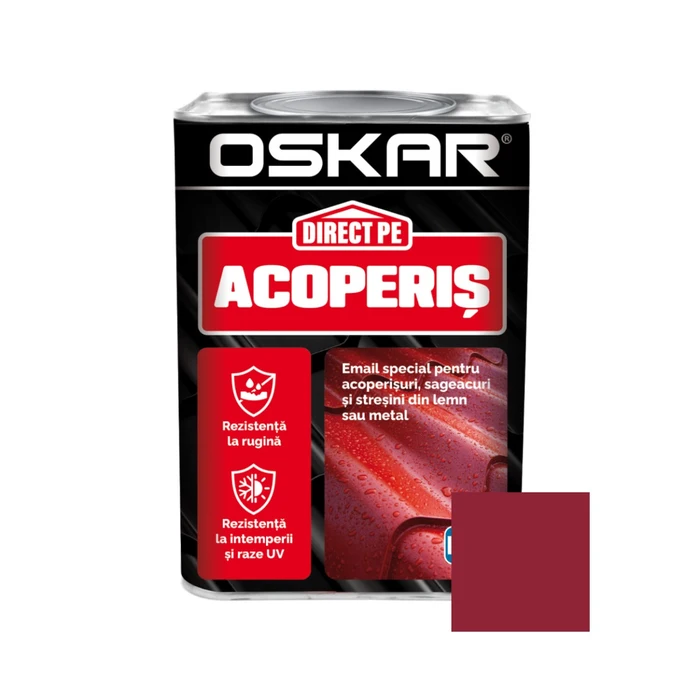 Vopsea alchidică Oskar Direct pe acoperiș, exterior, vișiniu, 0.75 L