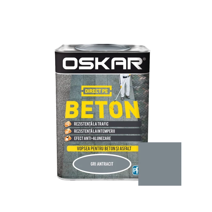Vopsea alchidică Oskar Direct pe beton, interior/ exterior, gri antracit, 0.75 L