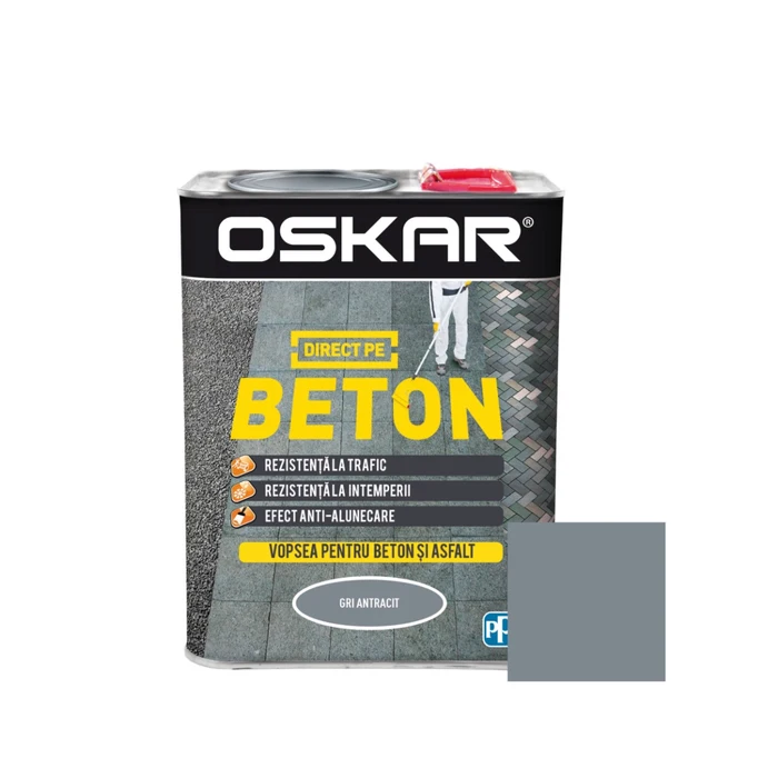 Vopsea alchidică Oskar Direct pe beton, interior/ exterior, gri antracit, 2.5 L