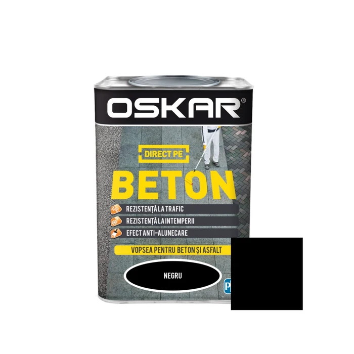 Vopsea alchidică Oskar Direct pe beton, interior/ exterior, negru, 0.75 L