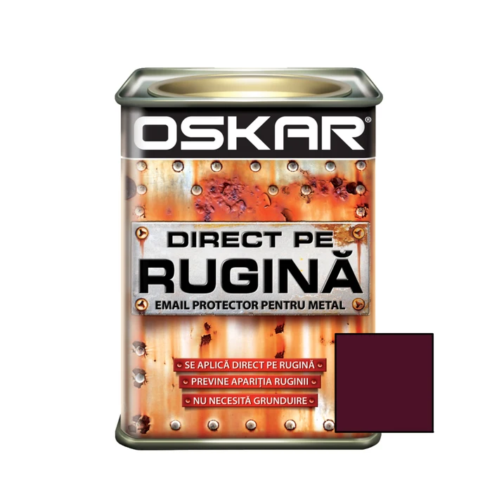 Vopsea alchidică Oskar Direct pe rugină, interior/ exterior, vișiniu lucios, 0.5 L