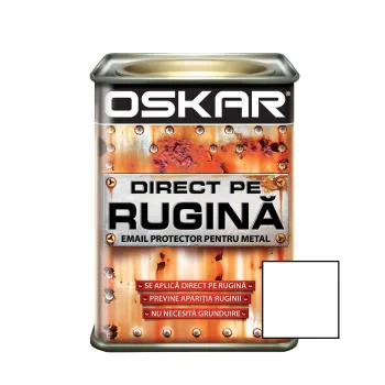 Vopsea alchidică Oskar Direct pe rugină, interior/ exterior, alb mat, 2.5 L