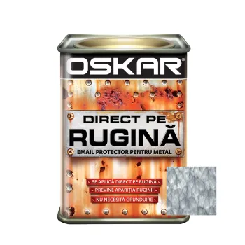 Vopsea alchidică Oskar Direct pe rugină, interior/ exterior, argintiu lovitură de ciocan, 0.5 L
