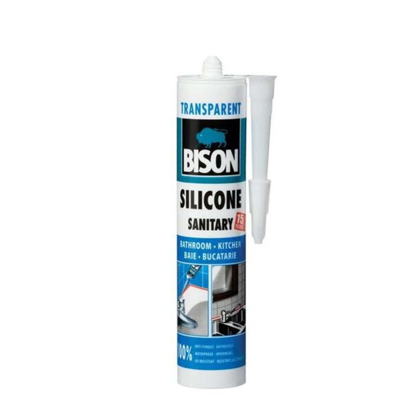 Silicon sanitar, rezistent la apă, Bison, transparent, 280 ml