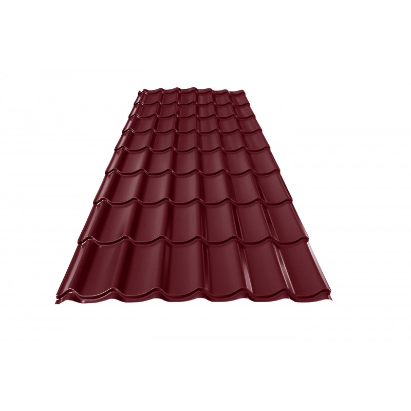Tablă tip țiglă, model Ecotil Lucios, 0,50 mm, vișiniu (RAL 3005)