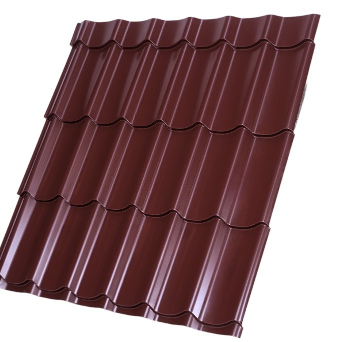 Tablă tip țiglă, model Ecotil Lucios, 0,50 mm, vișiniu (RAL 3005)