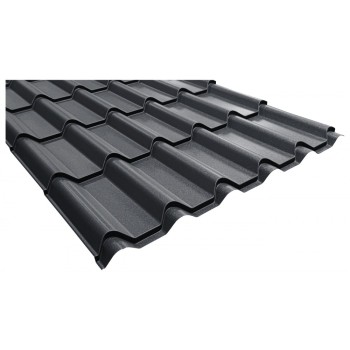 Tablă tip țiglă, model ROMAIKO, Linda Ecotil, 0,50 mm, negru mat (RAL 9005)