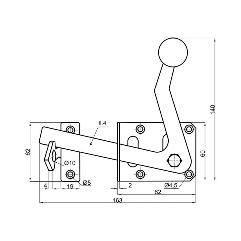 Zăvor poartă gradină, WOG 80 Domax, 80x60 mm